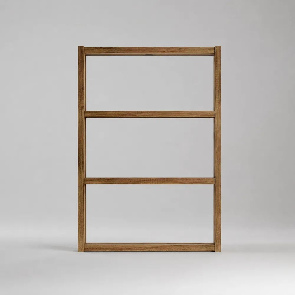 Wandregal 100 x 80 x 20 cm Natur aus Massivholz Akazie mit 3 Ablageflächen