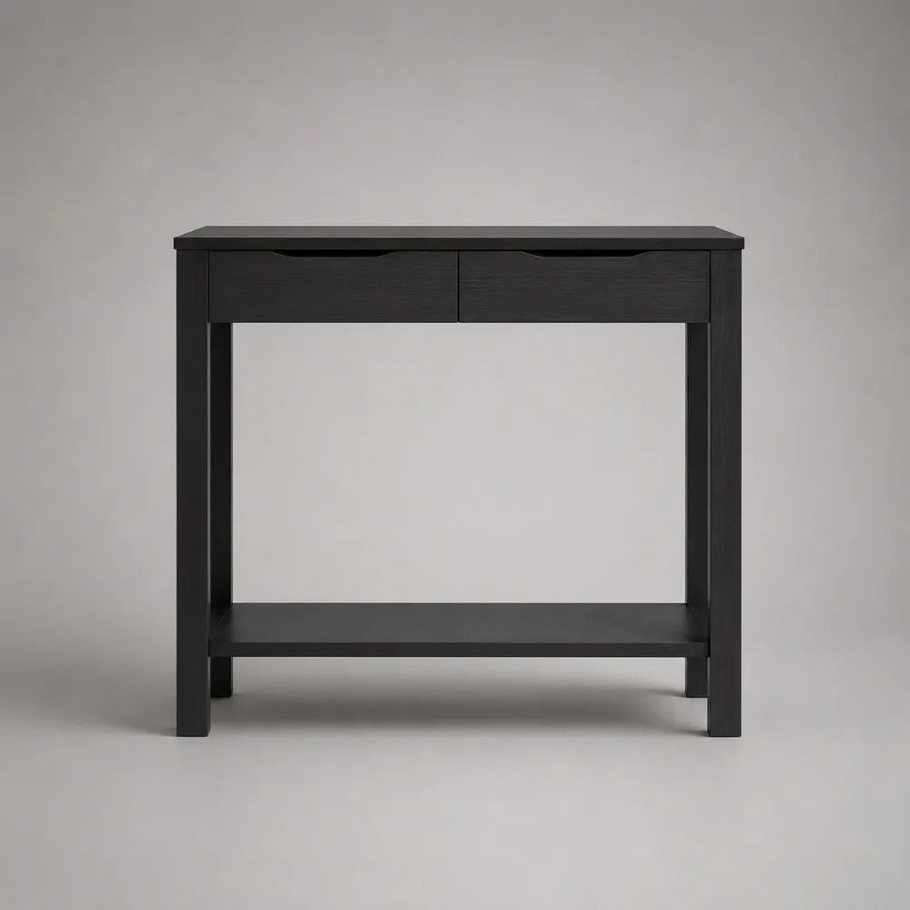 Konsolentisch 120 x 35 x 80 cm Schwarz mit 2 Schubladen und Ablagefläche