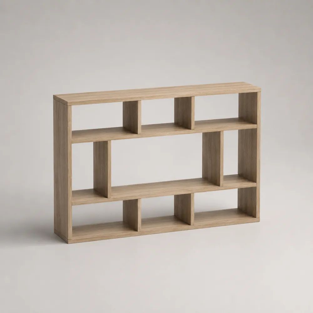 Bücherregal 160 x 30 x 90 cm mit 9 offenen Fächern MDF in Natur Eiche Optik